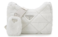 PRADA Re Edition Shearling Crossbody Bag, Shoulder Bag Women's White
