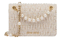 MIU MIU Fabric Pleated Shoulder Bag Crossbody Bag Mini Women's Ivory