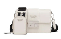 PRADA Leather Shoulder Bag Crossbody Bag Women's White