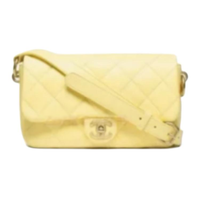 CHANEL Lambskin Shoulder Bag Crossbody Bag Women's Light Yellow