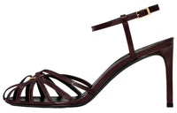 CELINE Triomphe Strap Sandals 8.5cm Women's Red Brown