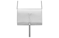 SAINT LAURENT KATE Calfskin Wallet Crossbody Bag Shoulder Bag Women's Silver