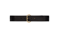 SAINT LAURENT Shiny Effect Leather Belts Women's Black Width 5CM