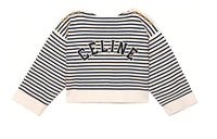 CELINE Women's Embroidered Mariniere In Cotton Knit Cream/Navy