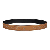 HERMES Embroidery Design Leather Leather Belts Women's Black Gold Width: 3.2CM