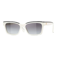 CHANEL Acetate Irregular Shape Sunglasses Women's White