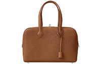 HERMES Clemence Bullock Leather Handbag Regular Women's 37 Gold Gold