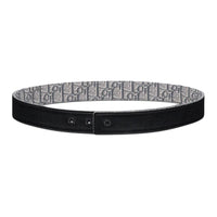 DIOR Double-Sided Design Canvas Leather Belts Men's Dark Gray Width 3.5CM