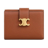 CELINE Cow Leather Wallet Women's Tawny
