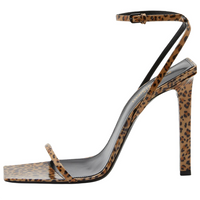 SAINT LAURENT Pam One Strap Sandals 11cm Women's Leopard Print