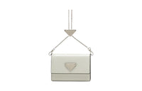 PRADA Cow Leather Wallet Card Clip Card Holder Women's White