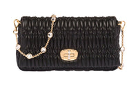 MIU MIU CRYSTAL Sheepskin Crossbody Bag, Shoulder Bag Women's Black