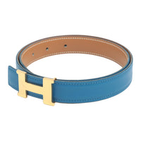 HERMES Brand Logo Leather Leather Belts Unisex Blue/Brown