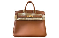 HERMES Birkin Jonathan Leather Birkin Bag Handbags Women's 37 Gold Gold Brown