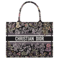DIOR Cotton Tote Bag Shopping Bag Handbag Medium Size Women's Black