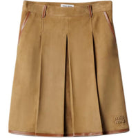 MIU MIU Suede Pleated Skirt