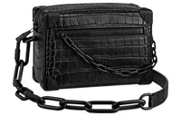 LOUIS VUITTON SOFT TRUNK Crocodile Leather Shoulder Bag Crossbody Bag Mini Men's Black