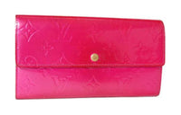 LOUIS VUITTON Patent Leather Wallet Women's Rose Red