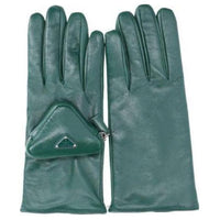 PRADA Nappa Leather Cashmere Knit Gloves Men's Green