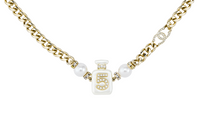 CHANEL Necklaces Women's Gold/Pearl White