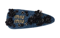 MIU MIU Metal Fabric Fabric Hair Clips Women's Blue/Black
