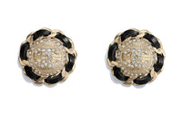 CHANEL Earrings Women's Black Gold