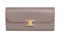 CELINE Triomphe Glossy Calfskin Wallet Large Size Women's Dusty Pink