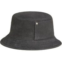 HERMES Lambskin Cotton Silk Palladium Bucket Hats Unisex Gray