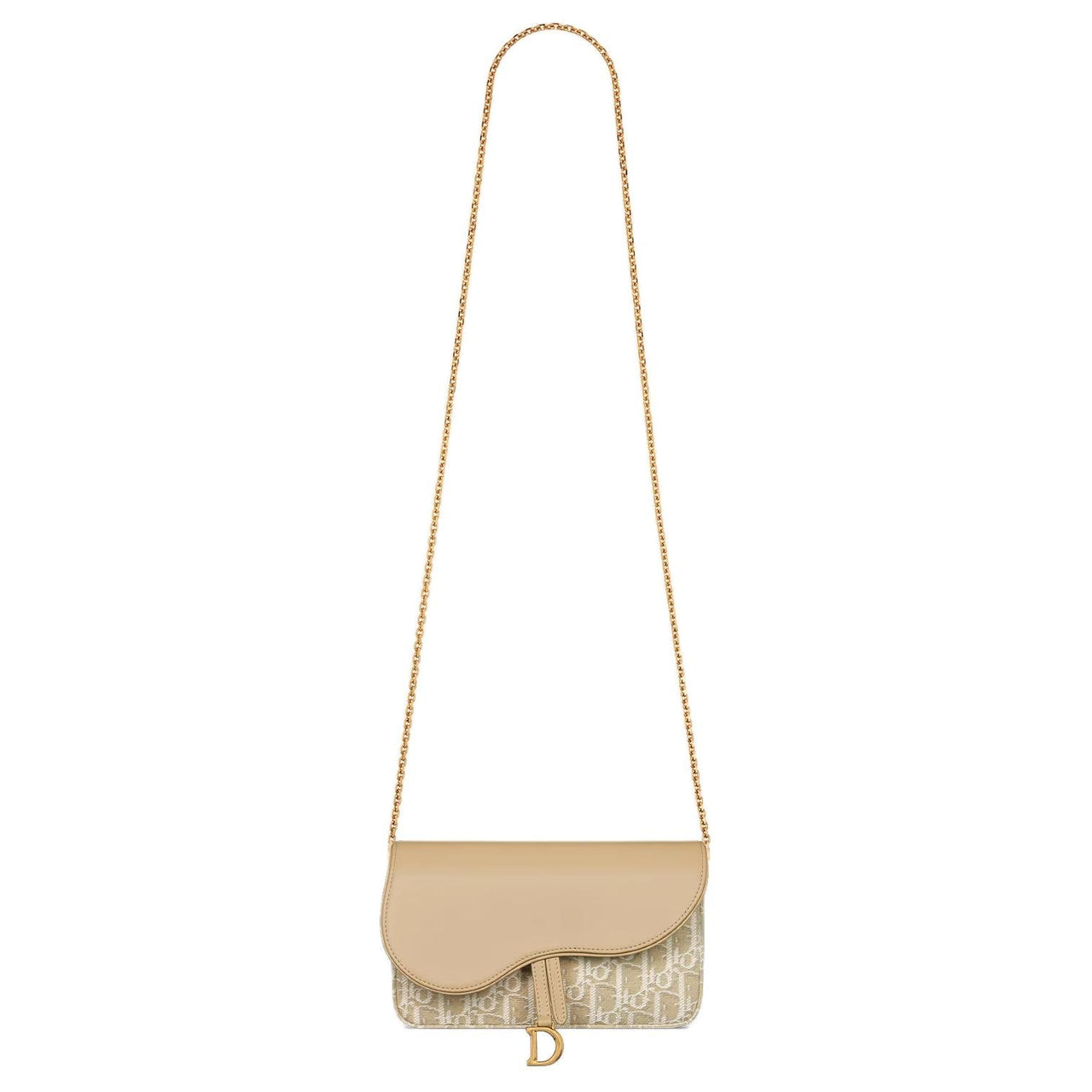 DIOR Cotton With Cow Leather Patchwork Shoulder Bag Medium Size Women's Natural