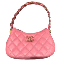 CHANEL Cow Leather Hobo Bag Handbag Shoulder Bag Small Size Women's Coral Pink