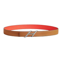 HERMES Calfskin Leather Belts Women's Russet Width 2.4CM
