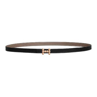 HERMES Calfskin Leather Belts Women's Black Umber Width 1.3CM