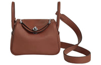 HERMES Lindy Swift Leather Handbag Shoulder Bag Crossbody Bag Mini Women's Dark Brown