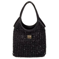 MIU MIU Ivy Silk One Shoulder Handbag Regular Women's Black