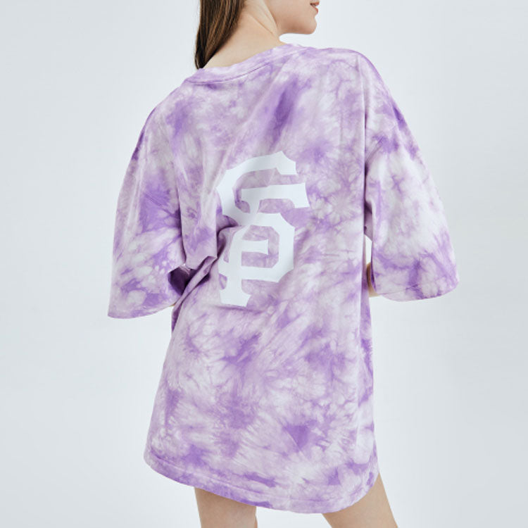 MLB San Francisco Giants Tie Dye Big Logo Loose Short Sleeve Unisex Blue Purple 31TSA3031-14V