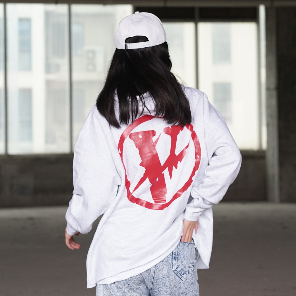 VLONE x Fragment Design Unisex Logo V Grey/Red VLHD17FW003