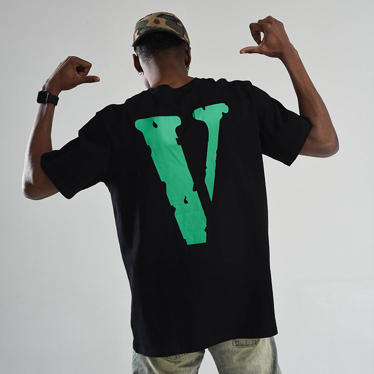 VLONE Large V Alphabet Short Sleeve Tee 'Black Green' VLTE17SS003-BLACK