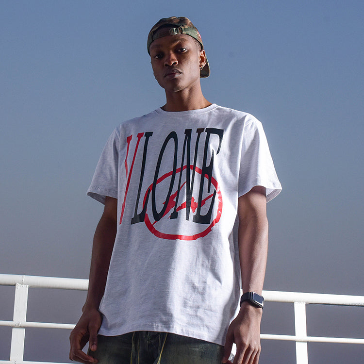 VLONE Fragment Staple Tee Large Logo Printing Short Sleeve Couple Style 'Gray Red' VLTE17FW002