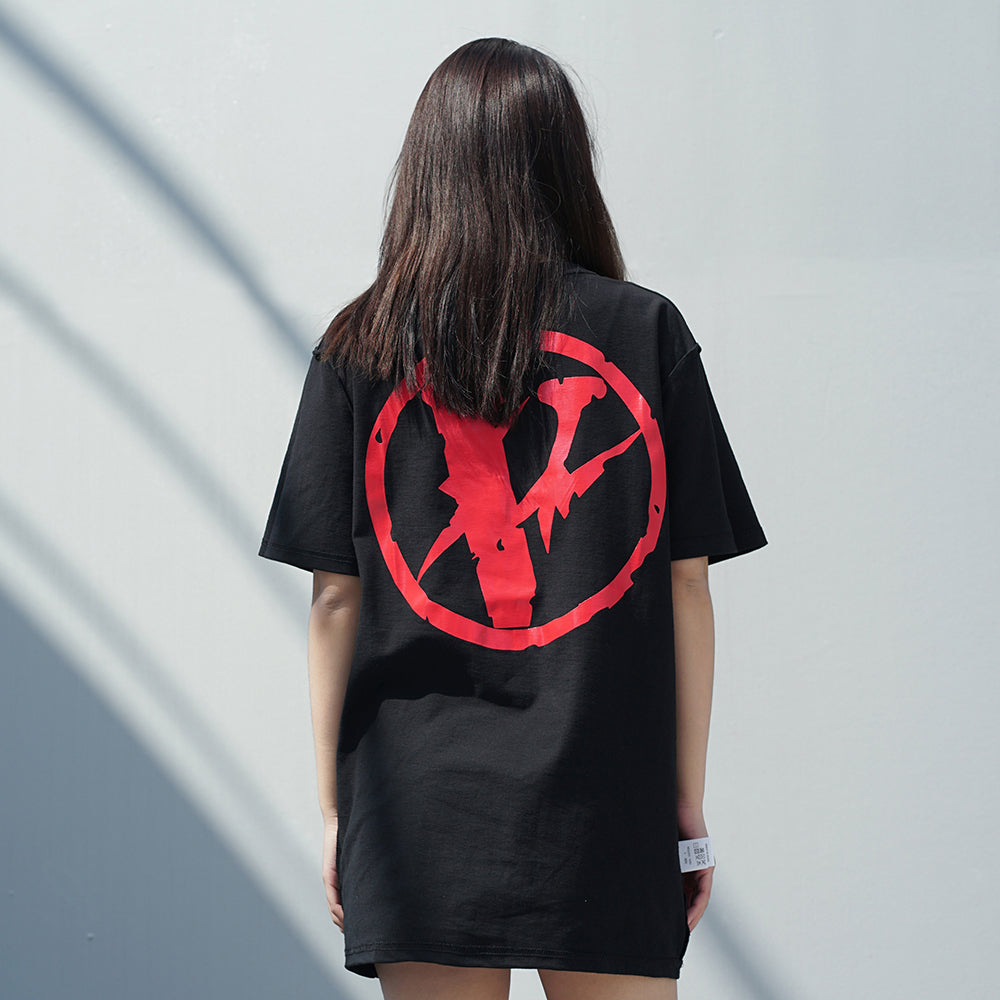 VLONE x Fragment Design Crossover Flash Large Logo Round Neck Short Sleeve Couple Style Black Red VLTE17FW004