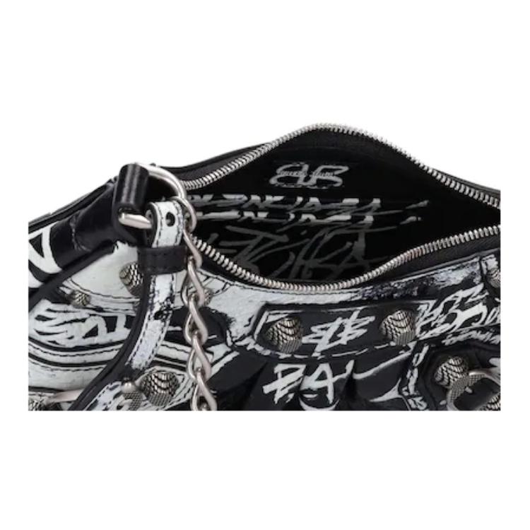 (WMNS) Balenciaga Le Cagole Mini Bag With Chain Graffiti 'Black' 695814210G61090