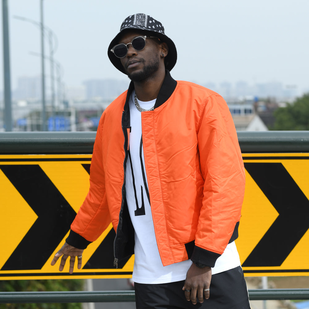 VLONE x Fragment Design Crossover Back Large V Reversible Padded Jacket 'Black Orange' VLJK21001