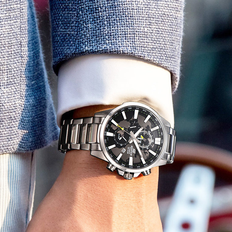 CASIO Quartz Waterproof EDIFICE Stainless Steel Strap Sapphire Crystal Solar Powered Mens Silver Analog EFR-303D-1AVUPR