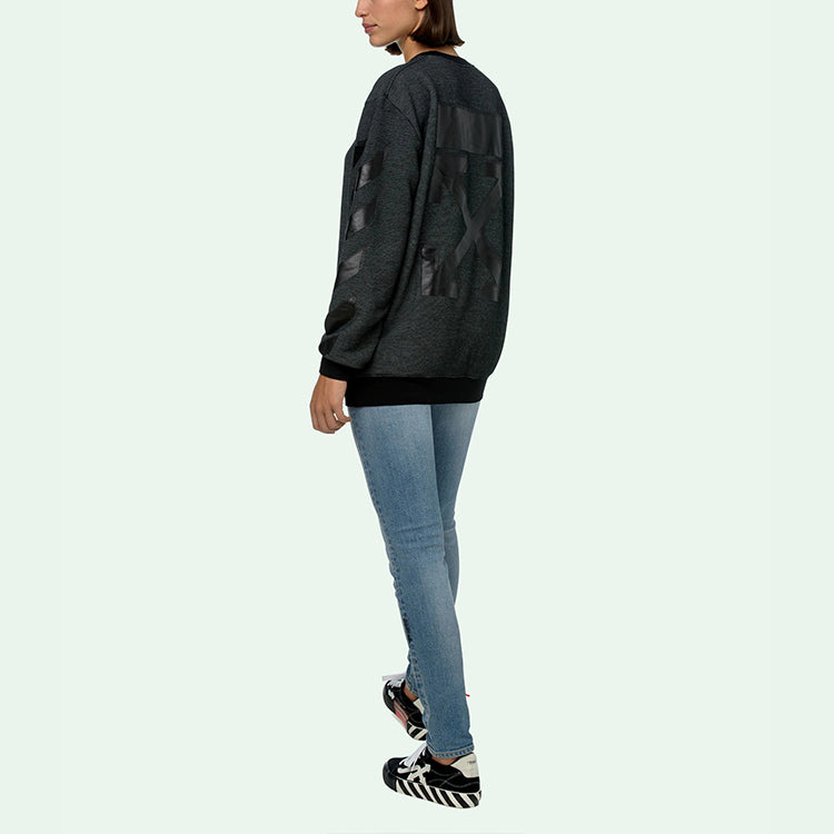 (WMNS) Off-White Arrow Printing Round Neck Sports Hoodie Slim Fit Version Gray OWBA046E20JER0041010