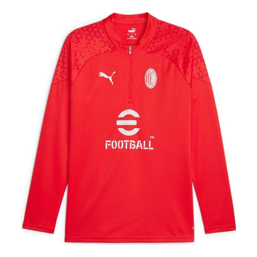 PUMA AC Milan Training Crew Neck Quarter Zip Long Sleeve 'For All Time Red Feather Gray' 772241-12