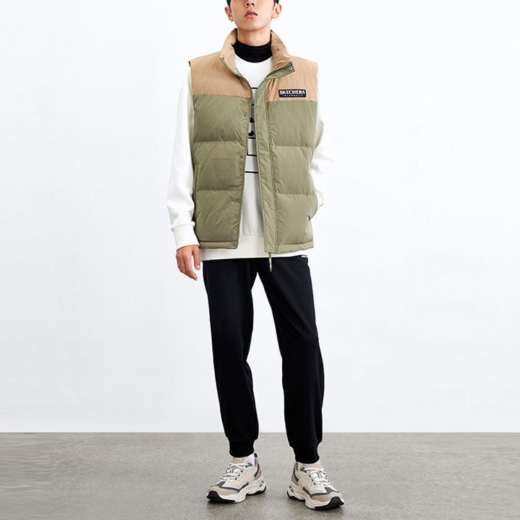 Skechers Logo Small Patchwork Sports Stand Collar Down Vest 'Multi-Color' L321M193