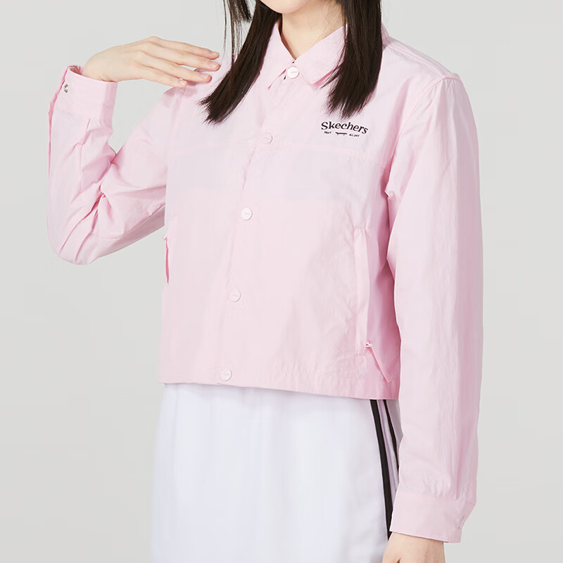 (WMNS) Skechers Logo Printed Shirt 'White Pink' L223W036