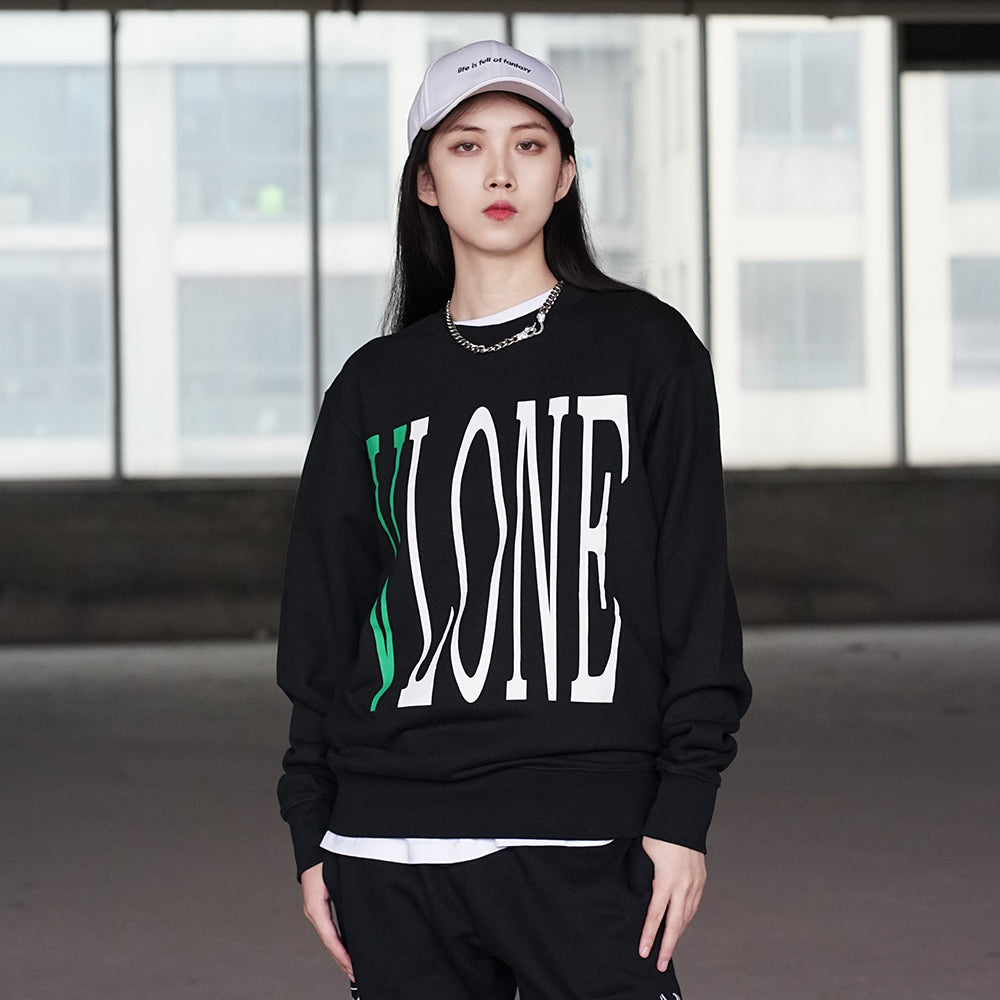 VLONE Staple- Crewneck Classic Printing Round Neck Couple Style Black Green 6941240931645