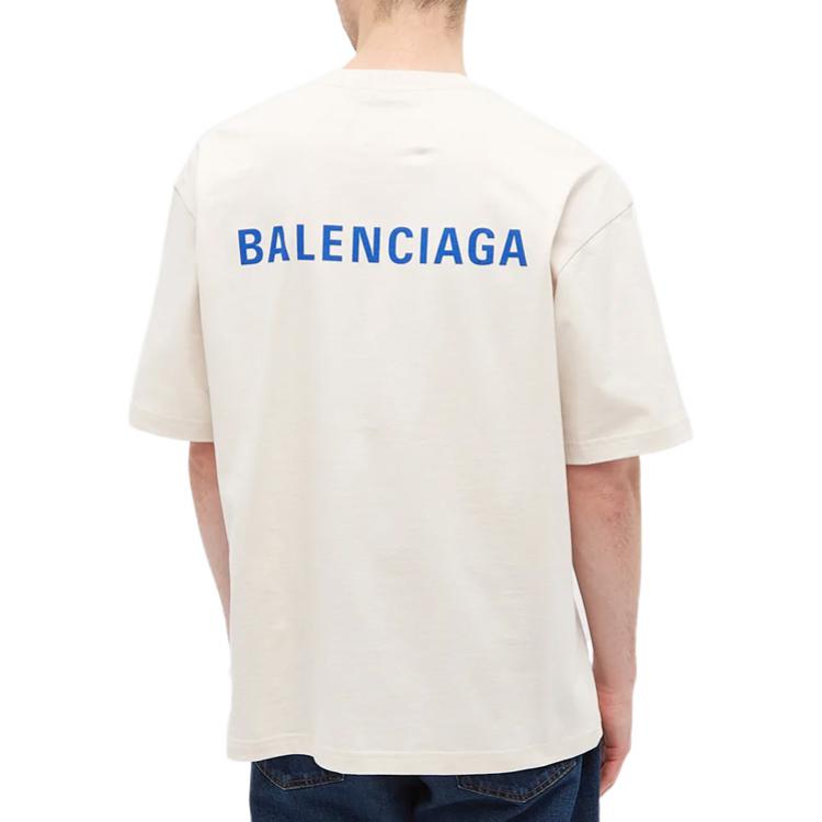 Balenciaga go Luxury Crew Neck Unisex Cotton Short Sleeves White 612966TIVG59055
