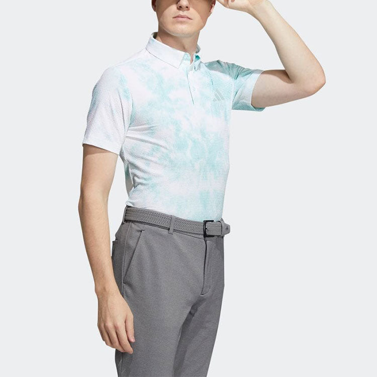adidas Tie Dye Logo Printing Casual Short Sleeve Polo Shirt Japanese version Blue HC7912