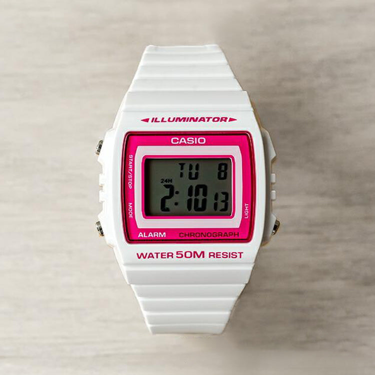 CASIO G Shock Square Sports Quartz /Pink White Digital W-215H-7A2